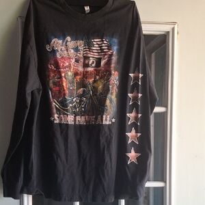 Alstyle Black Long Sleeve Tee with Patriotic Graphic